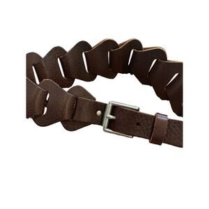 Genuine Leather Brown Woven Belt 40 in  Long  2 in wide Women's